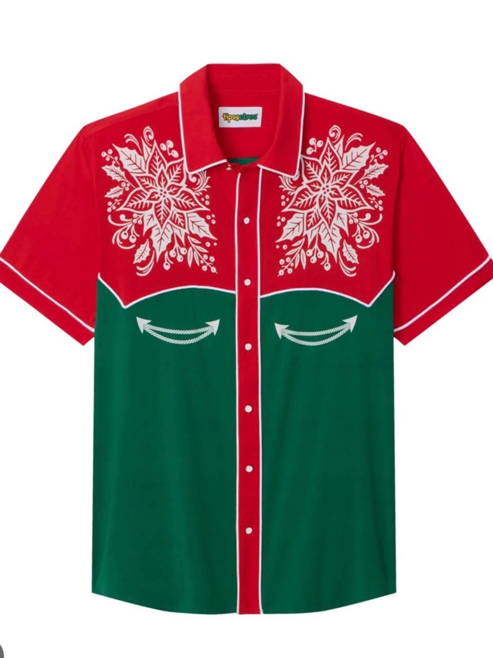 Sold Out- Tipsy Elves Red & Green Short-Sleeve Holiday Western Shirt New